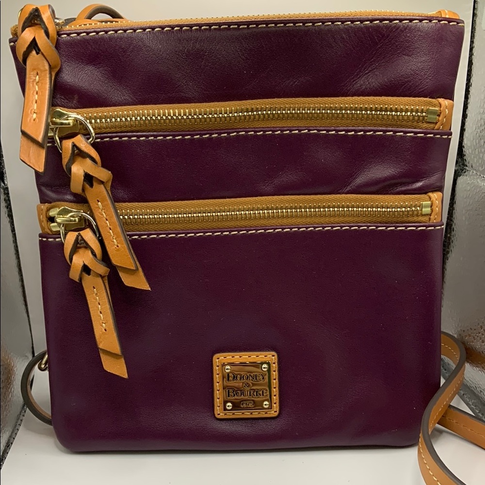 Dooney & Bourke Purple and Tan Crossbody Bag